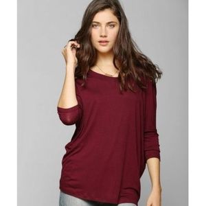 Urban Outfitters Mouchette 3/4 Sleeve Tee Maroon